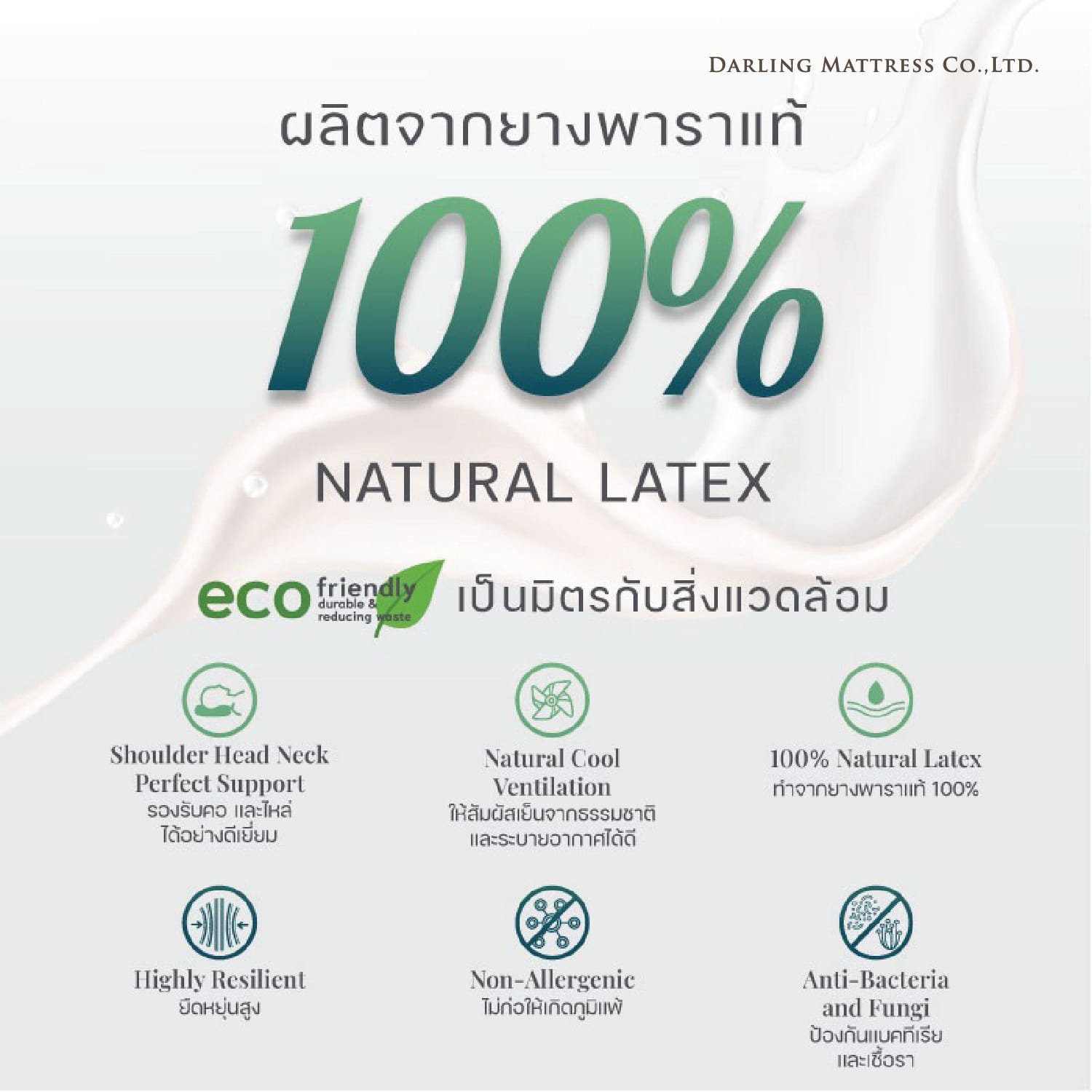 หมอนหนุน DARLING MATTRESS รุ่นยางพาราแท้ 100%(พร้อมปลอกผ้าอย่างดี)_2